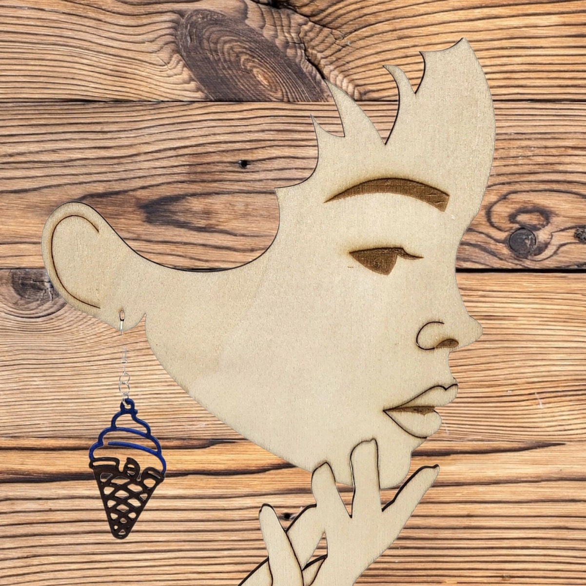 Handcrafted Laser-Cut Colorful Ice Cream Wood Earrings - Sweet Boho Chic Jewelry Hand Painted