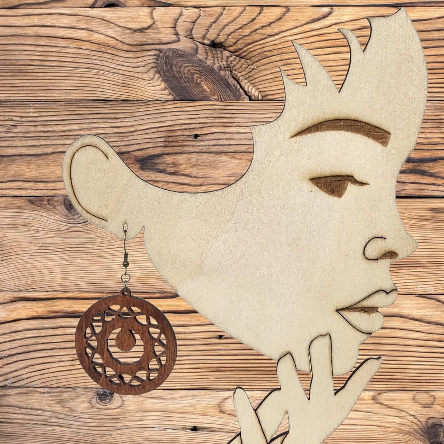 Eclipse Dangle Earrings - Laser-Cut Wood Boho Chic Geometric Wooden Earrings