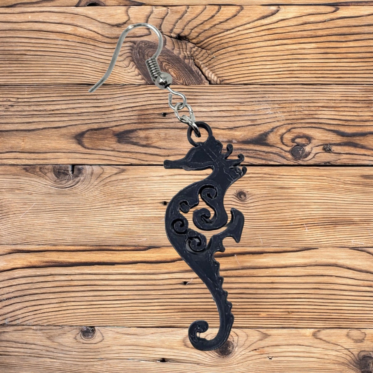 3D Printed Seahorse Hook Earrings - Unique Ocean-Inspired Jewelry