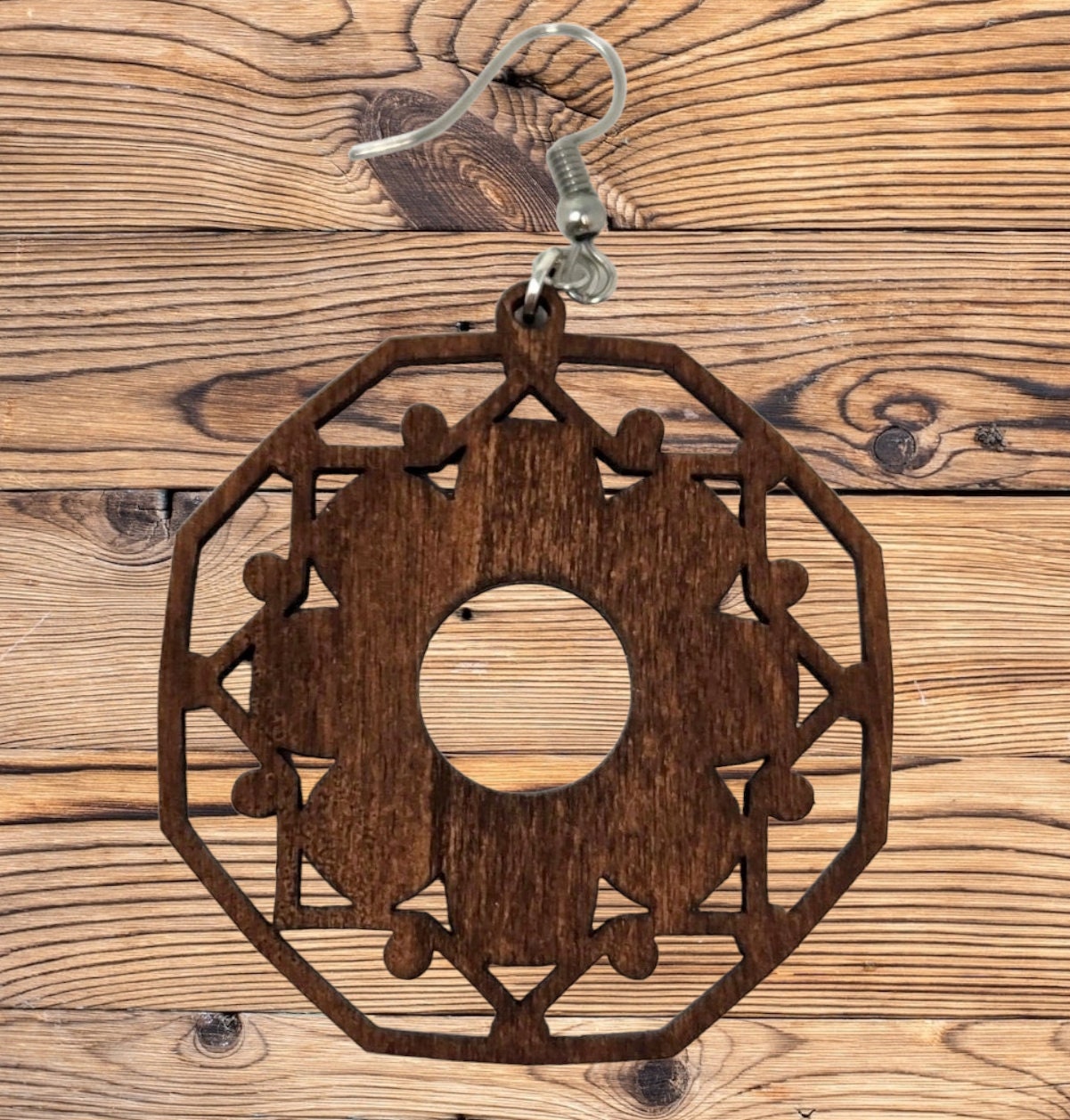Metatron 'Universe' Geometric Wooden Laser-Cut Earrings - Sacred Geometry Inspired Jewelry