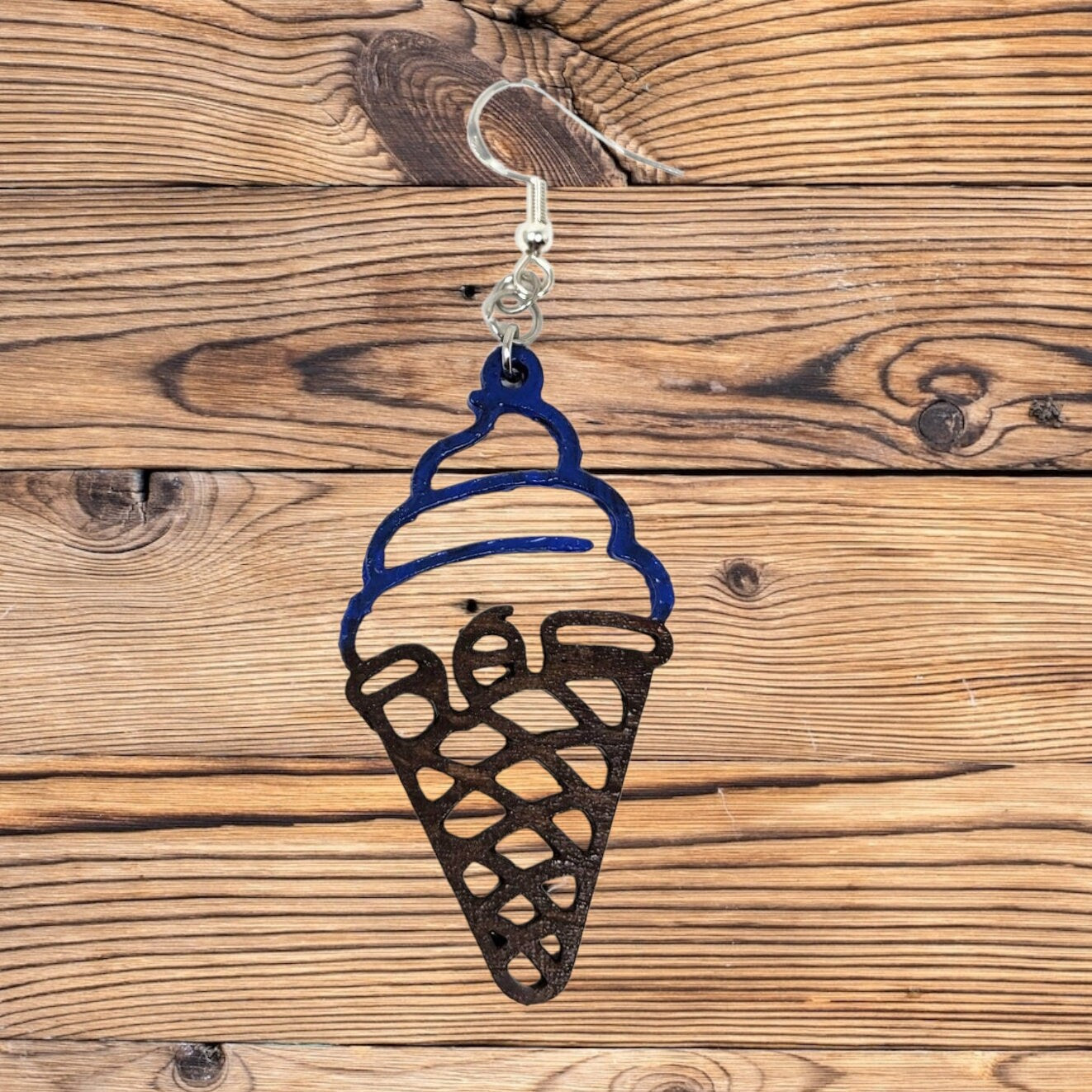 Handcrafted Laser-Cut Colorful Ice Cream Wood Earrings - Sweet Boho Chic Jewelry Hand Painted