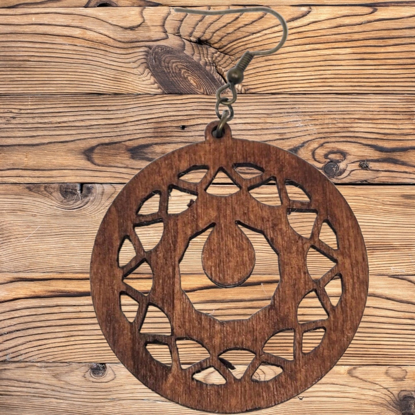 Eclipse Dangle Earrings - Laser-Cut Wood Boho Chic Geometric Wooden Earrings