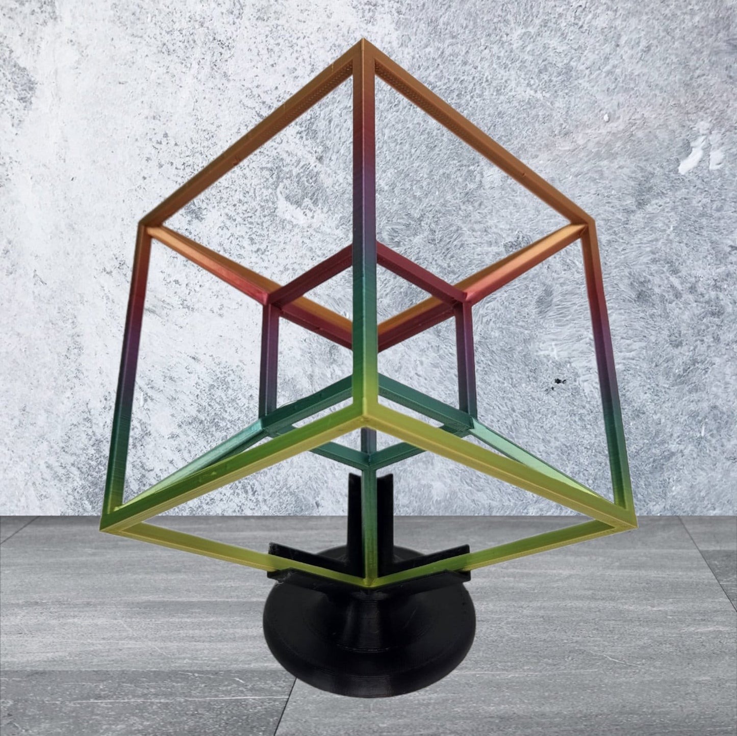 Tesseract Hypercube - Stunning 4D Sculpture, Dimensional Geometry Art - Spatial Dimension Masterpiece - 3D Printed