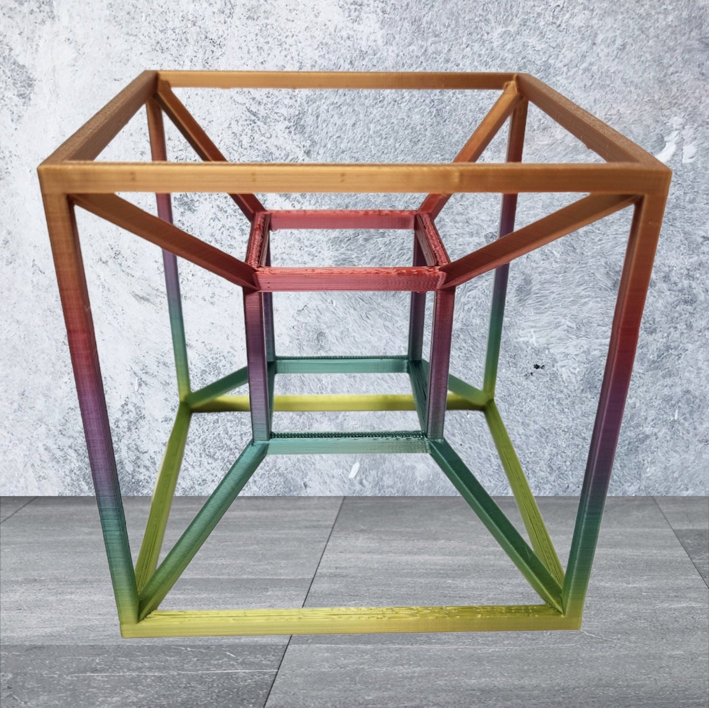 Tesseract Hypercube - Stunning 4D Sculpture, Dimensional Geometry Art - Spatial Dimension Masterpiece - 3D Printed