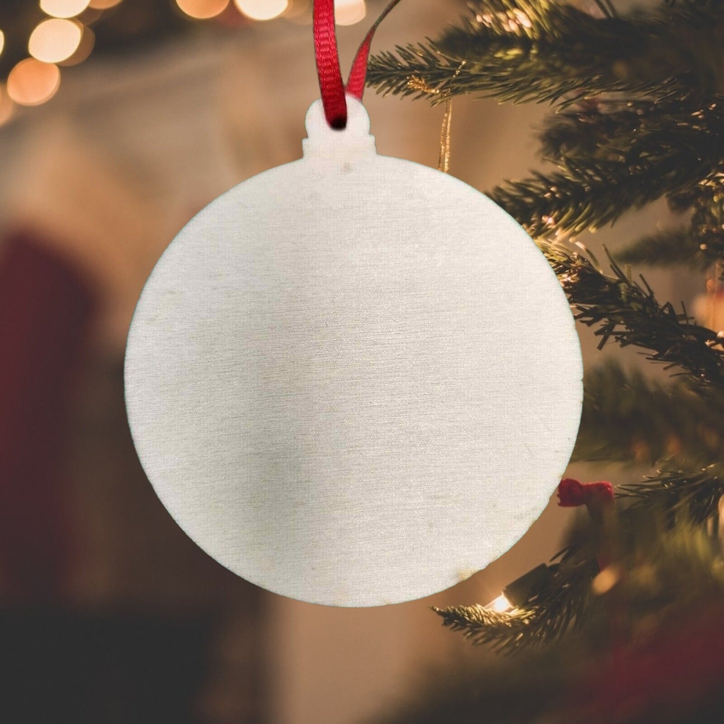 Squirrel Round Bauble Ornament | Handmade Christmas Decor, Snowflake Night Scene, Farmhouse Winter Holiday Decor