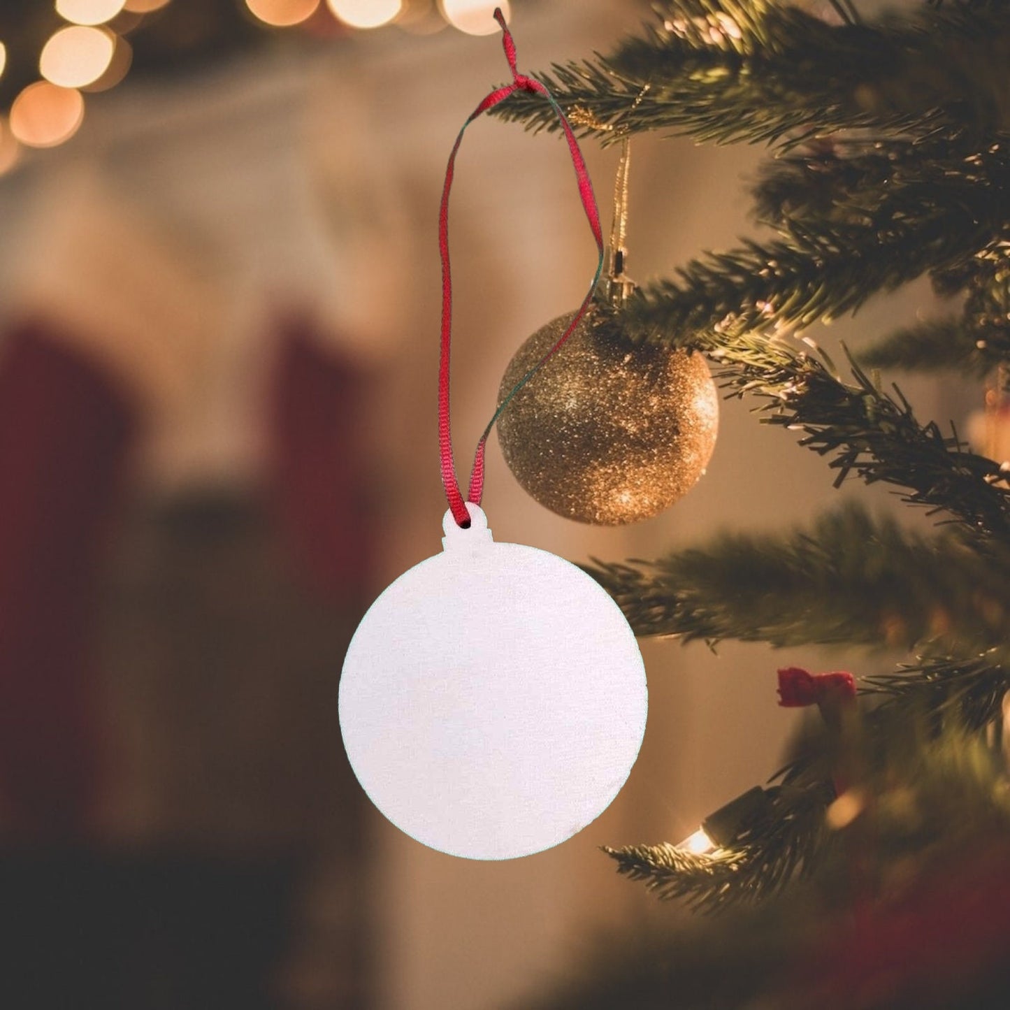 Squirrel Round Bauble Ornament | Handmade Christmas Decor, Snowflake Night Scene, Farmhouse Winter Holiday Decor