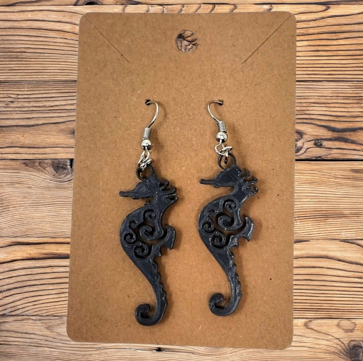 3D Printed Seahorse Hook Earrings - Unique Ocean-Inspired Jewelry