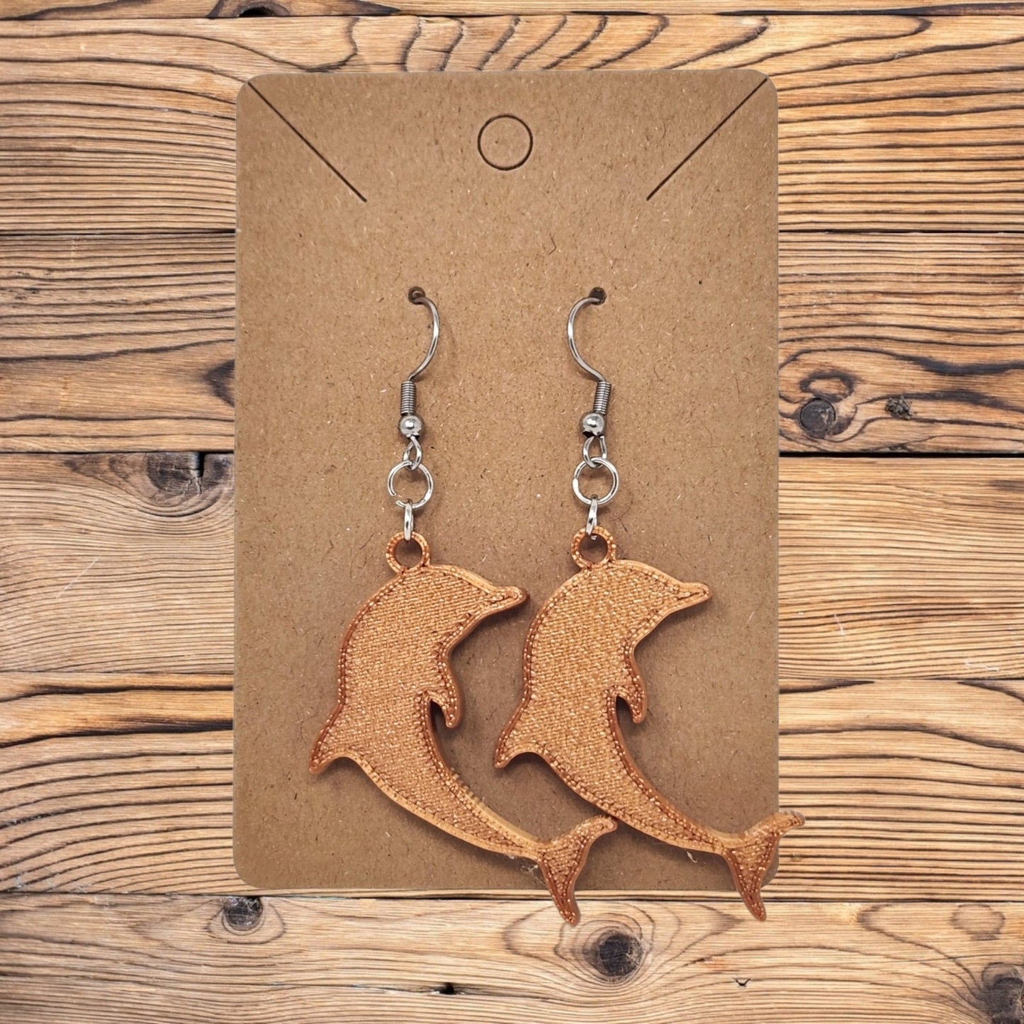 Dangle Hook Earrings - 3D Printed Dolphin Sea Life Jewelry, Ocean-Inspired Animal Design, Unique Gift for Ocean Lovers