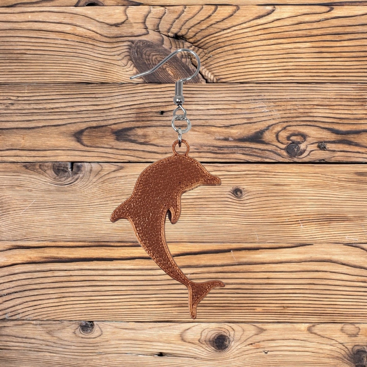 Dangle Hook Earrings - 3D Printed Dolphin Sea Life Jewelry, Ocean-Inspired Animal Design, Unique Gift for Ocean Lovers