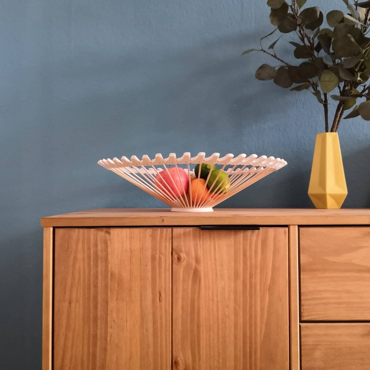 Handcrafted Art Deco Style 3D Printed Bowl | Unique Home Decor Piece with Wooden Skewers, Decoration Wooden Skewer Fruit Bowl Sun