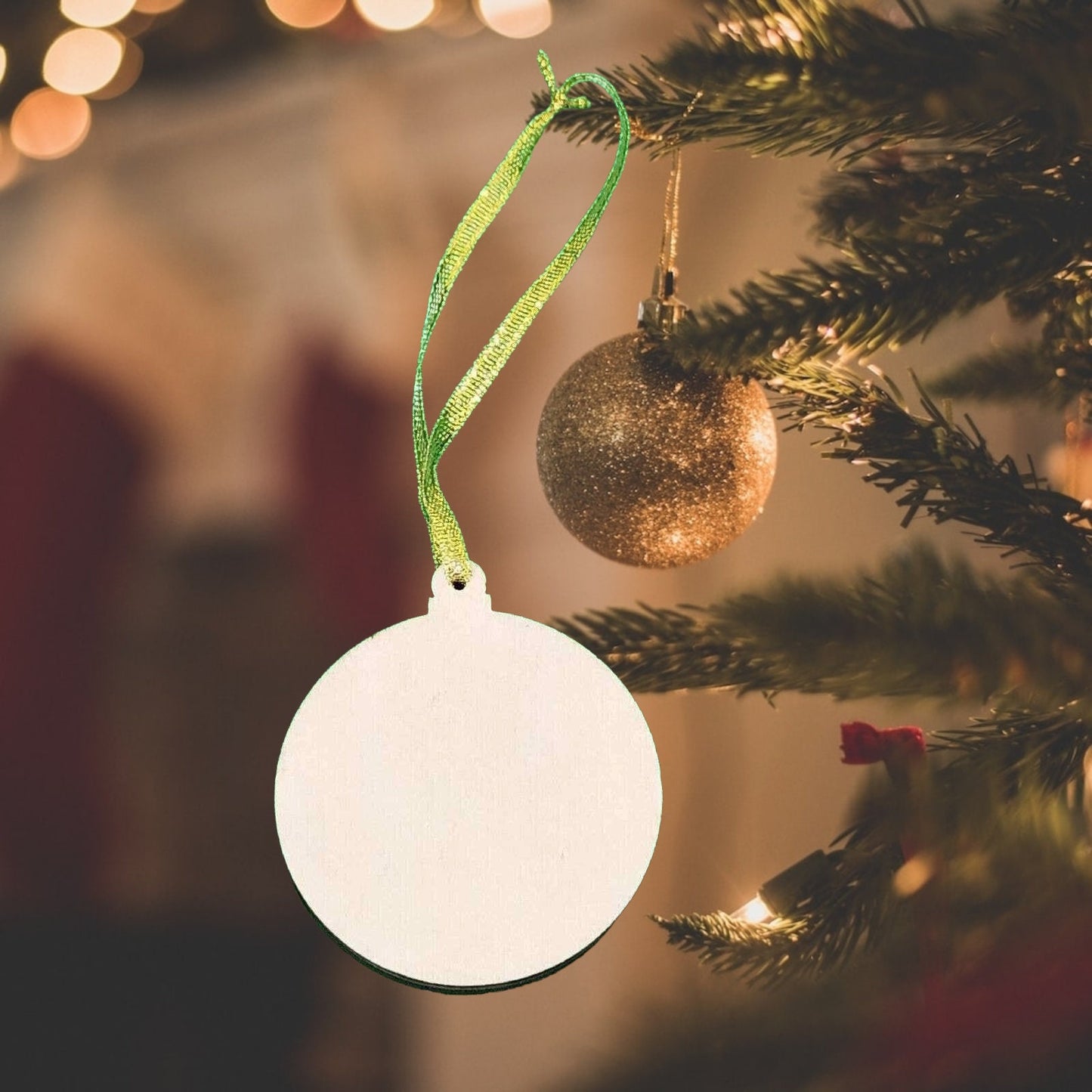 Handmade Wooden Christmas Ornament: Laser Cut Snowflakes on a Round Bauble, Tree Decoration
