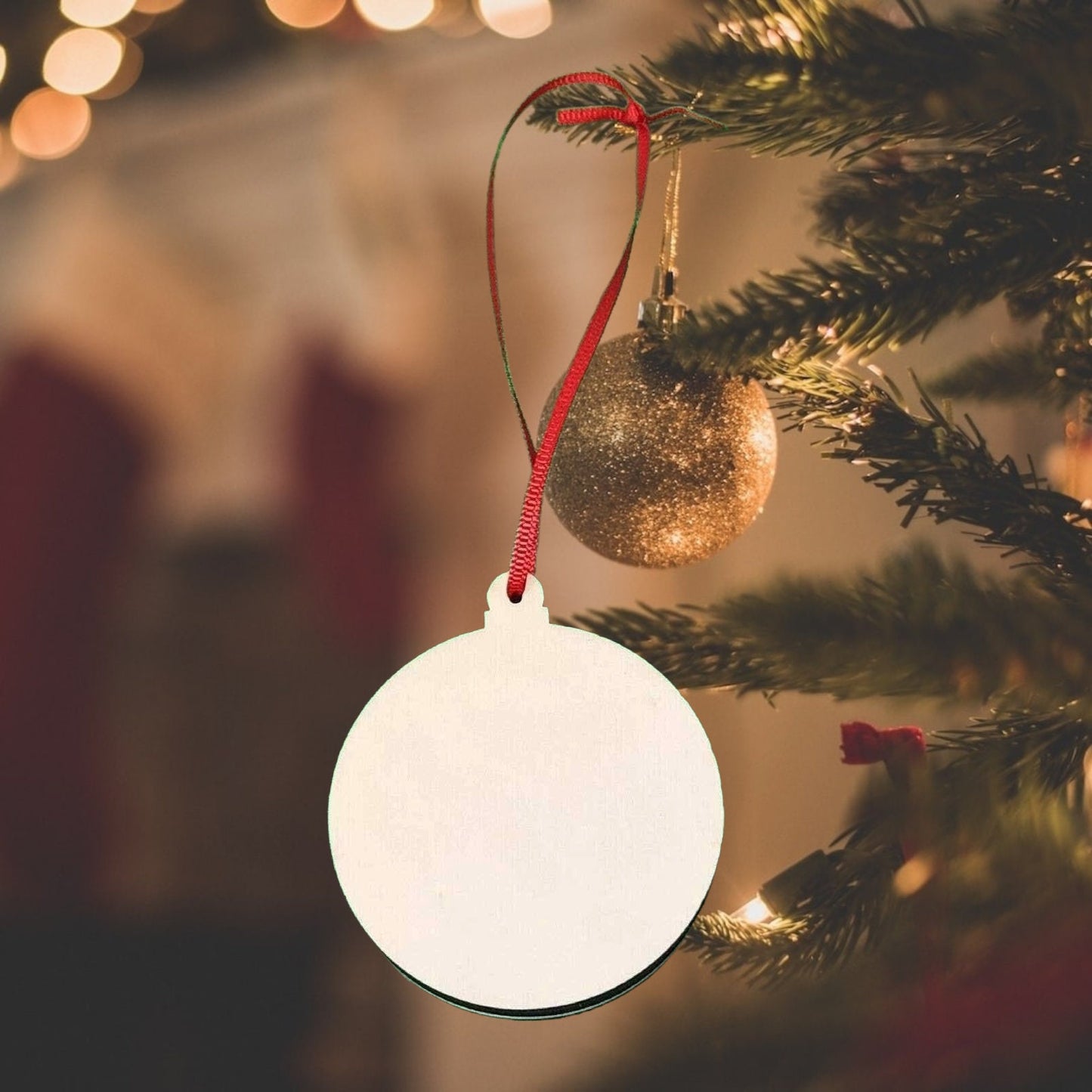 Handcrafted Wooden Cardinal with Santa Hat Ornament, Laser Cut Christmas Bauble, Forest Night Scene Holiday Decor