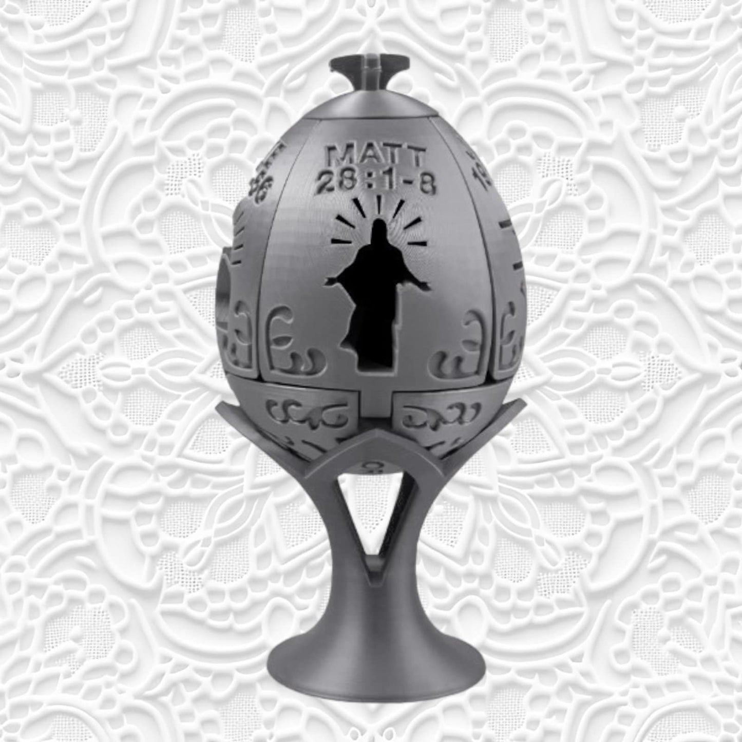 Easter Resurrection Egg - 3D Printed with Bible Verses & Depictions of Jesus's Death and Resurrection - Unique Easter Gift