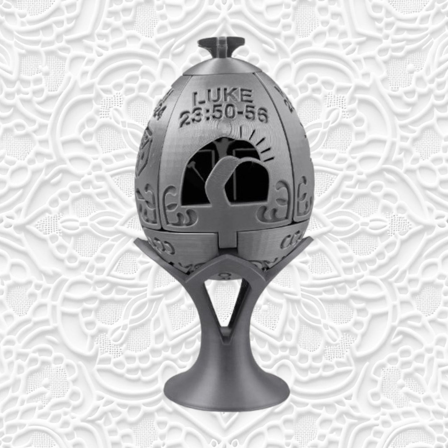 Easter Resurrection Egg - 3D Printed with Bible Verses & Depictions of Jesus's Death and Resurrection - Unique Easter Gift