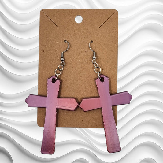 Religious Jewelry -  Faith Cross Dangle Earrings - 3D Printed for Inspired Style & Unique Look