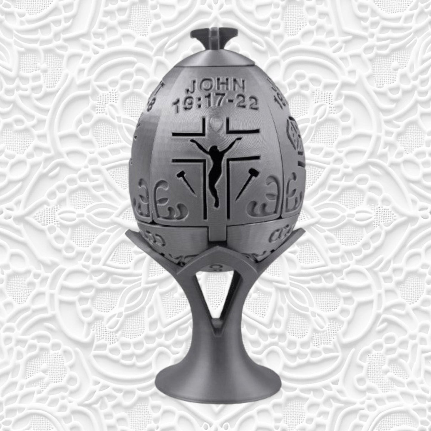 Easter Resurrection Egg - 3D Printed with Bible Verses & Depictions of Jesus's Death and Resurrection - Unique Easter Gift