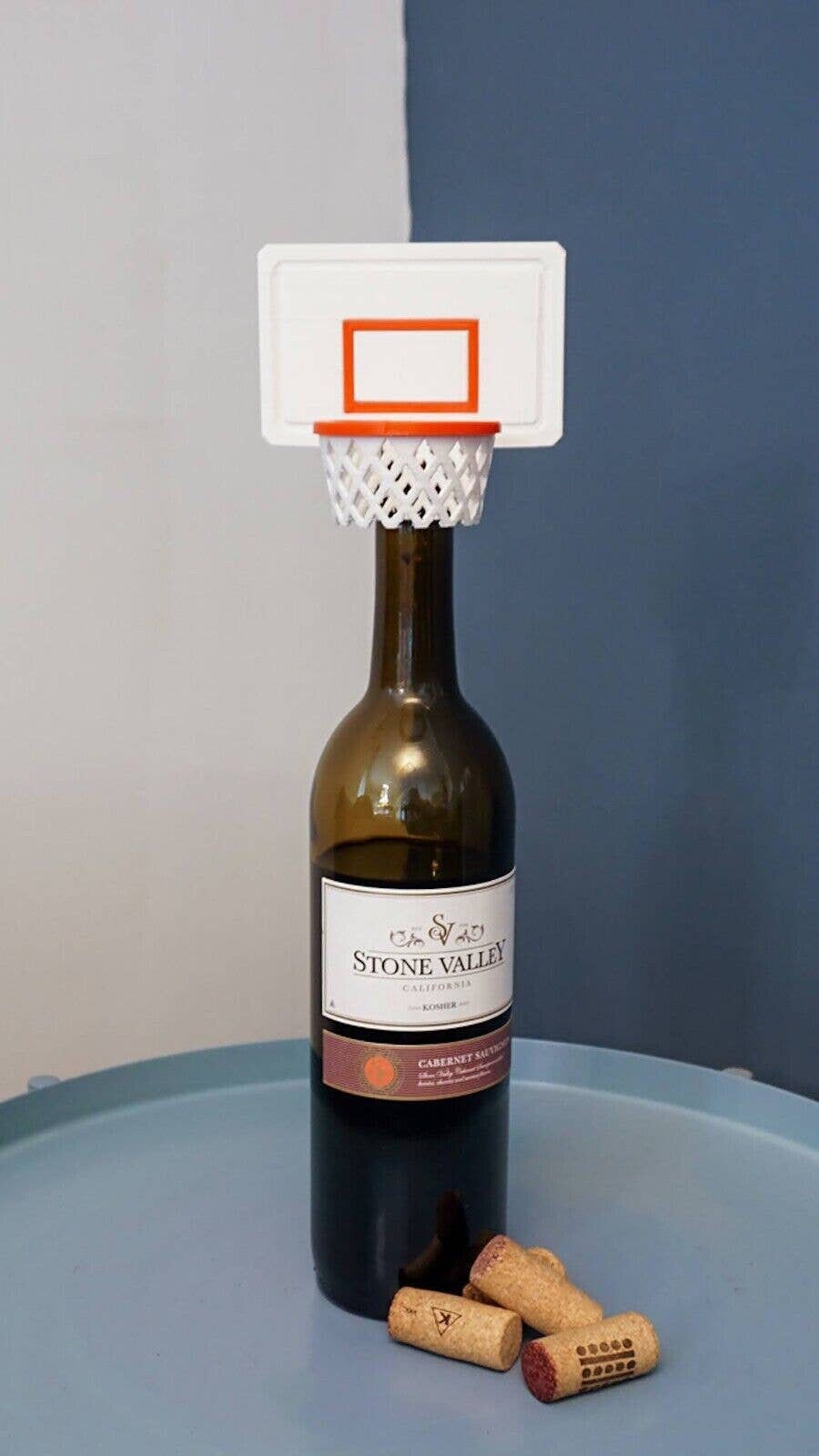 Basketball Hoop Cork Wine Bottle Stopper - Sports Inspired, Handmade & 3D Printed Wine Accessory