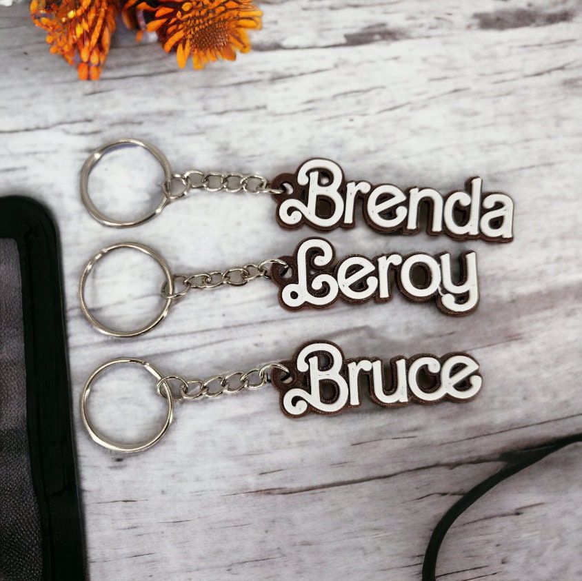 3D Printed Custom Name Keychain & Zipper Pull - Personalized Accessories - Modern Two Tone Bag Charm - Unique Gift Idea