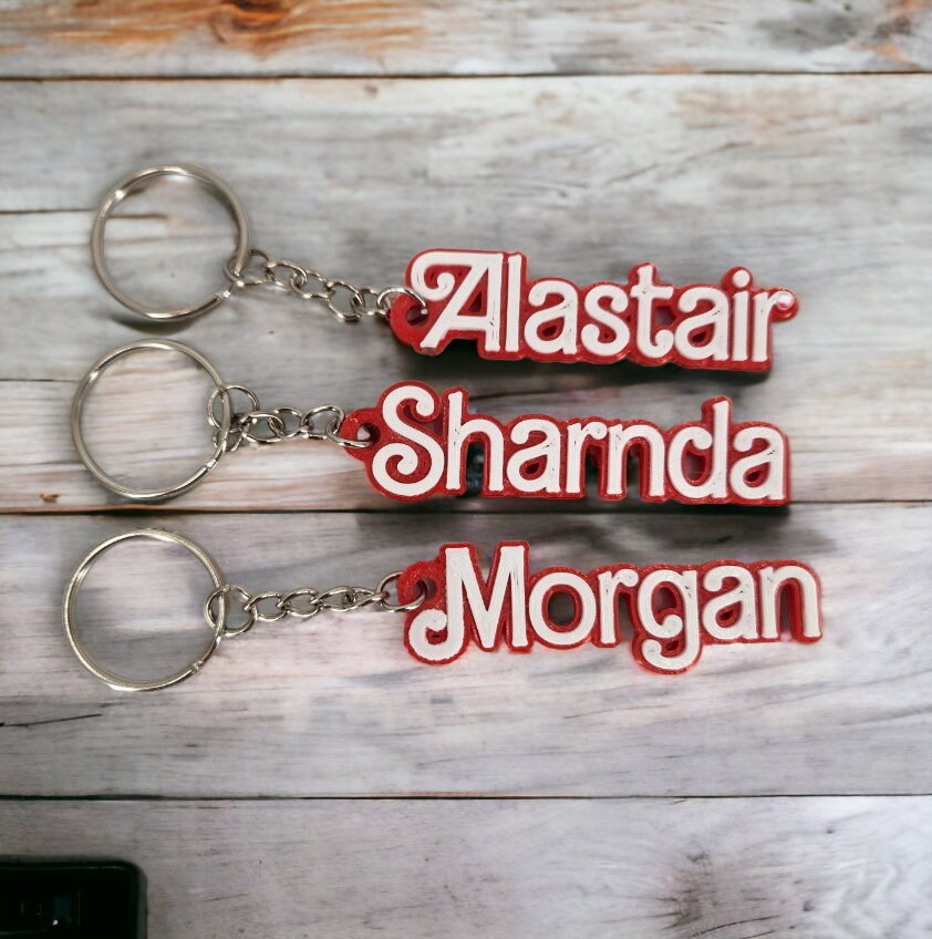 3D Printed Custom Name Keychain & Zipper Pull - Personalized Accessories - Modern Two Tone Bag Charm - Unique Gift Idea