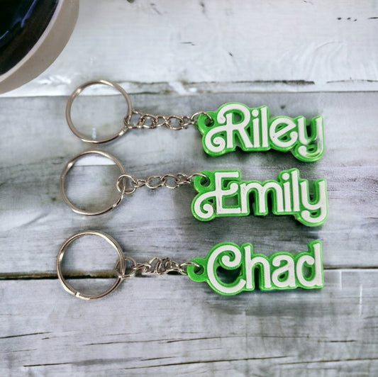 3D Printed Custom Name Keychain & Zipper Pull - Personalized Accessories - Modern Two Tone Bag Charm - Unique Gift Idea