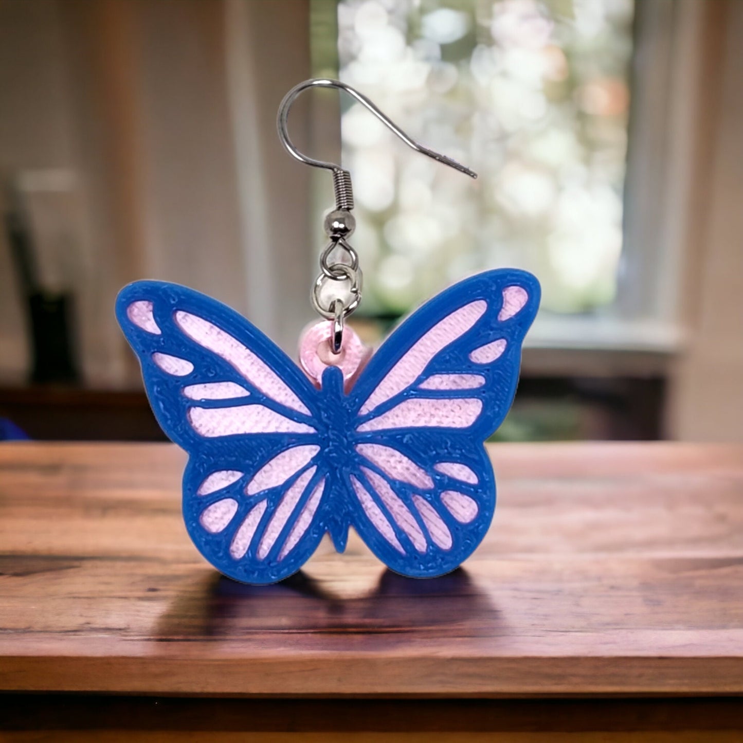 Handmade Butterfly Dangle Earrings - Two-Tone Boho Fashion Jewelry, 3D Printed Fluttering Elegance & Charm