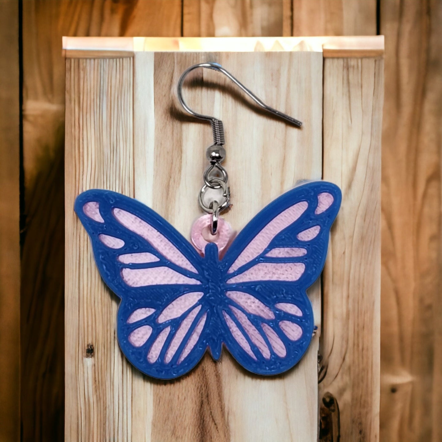 Handmade Butterfly Dangle Earrings - Two-Tone Boho Fashion Jewelry, 3D Printed Fluttering Elegance & Charm