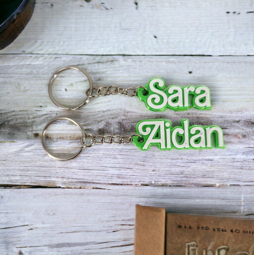 3D Printed Custom Name Keychain & Zipper Pull - Personalized Accessories - Modern Two Tone Bag Charm - Unique Gift Idea