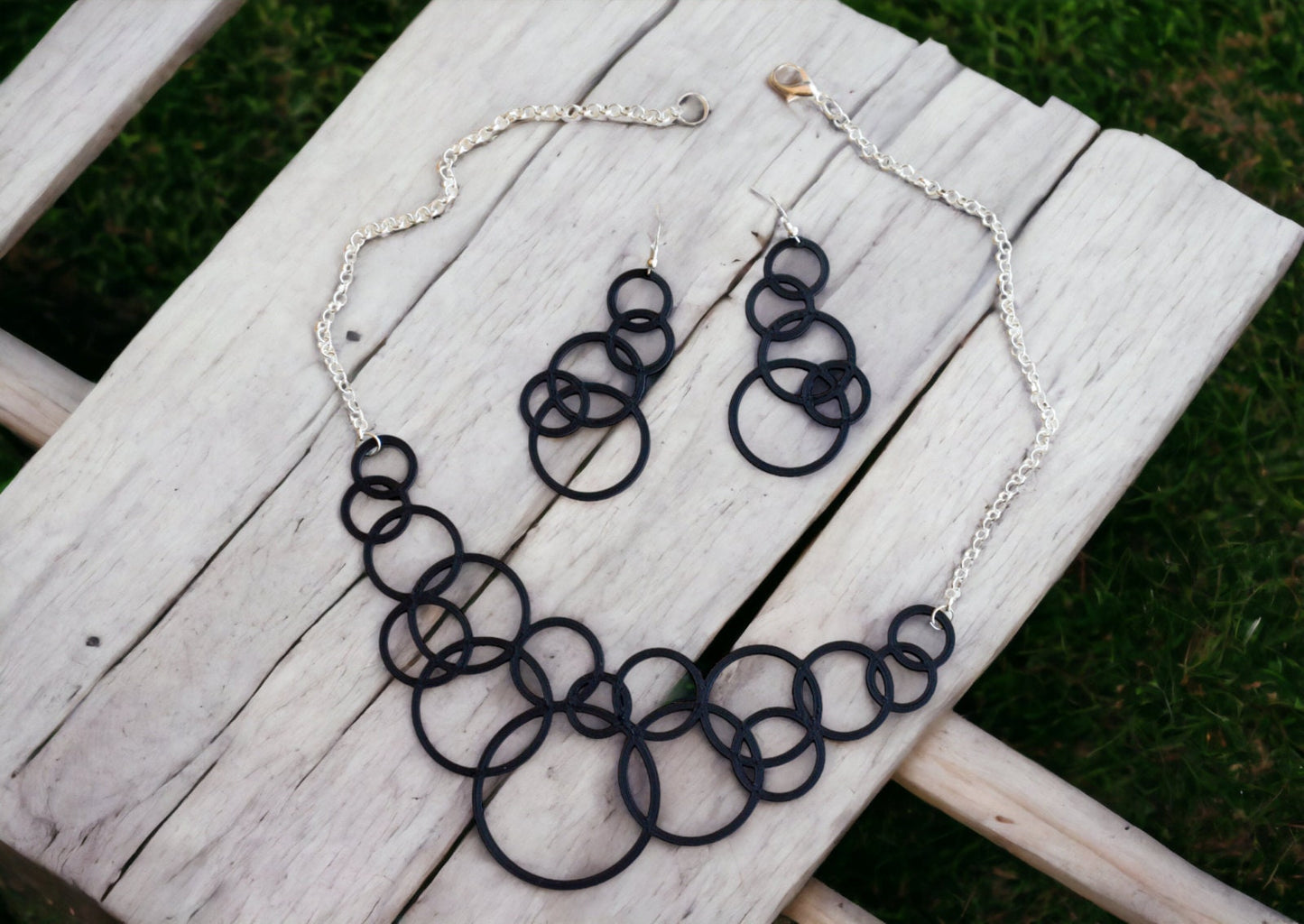 Bubble Earring Necklace Set - Unique 3D Printed Jewelry, Buoyant Burst Bling, Hook Earrings & Pendant for Women
