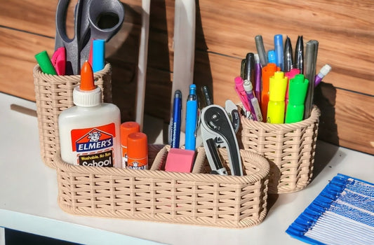 Woven Style 3D Printed Desk Organizer - Modern Minimalist Workspace Accessory for Desk, Printer & Kitchen Decor