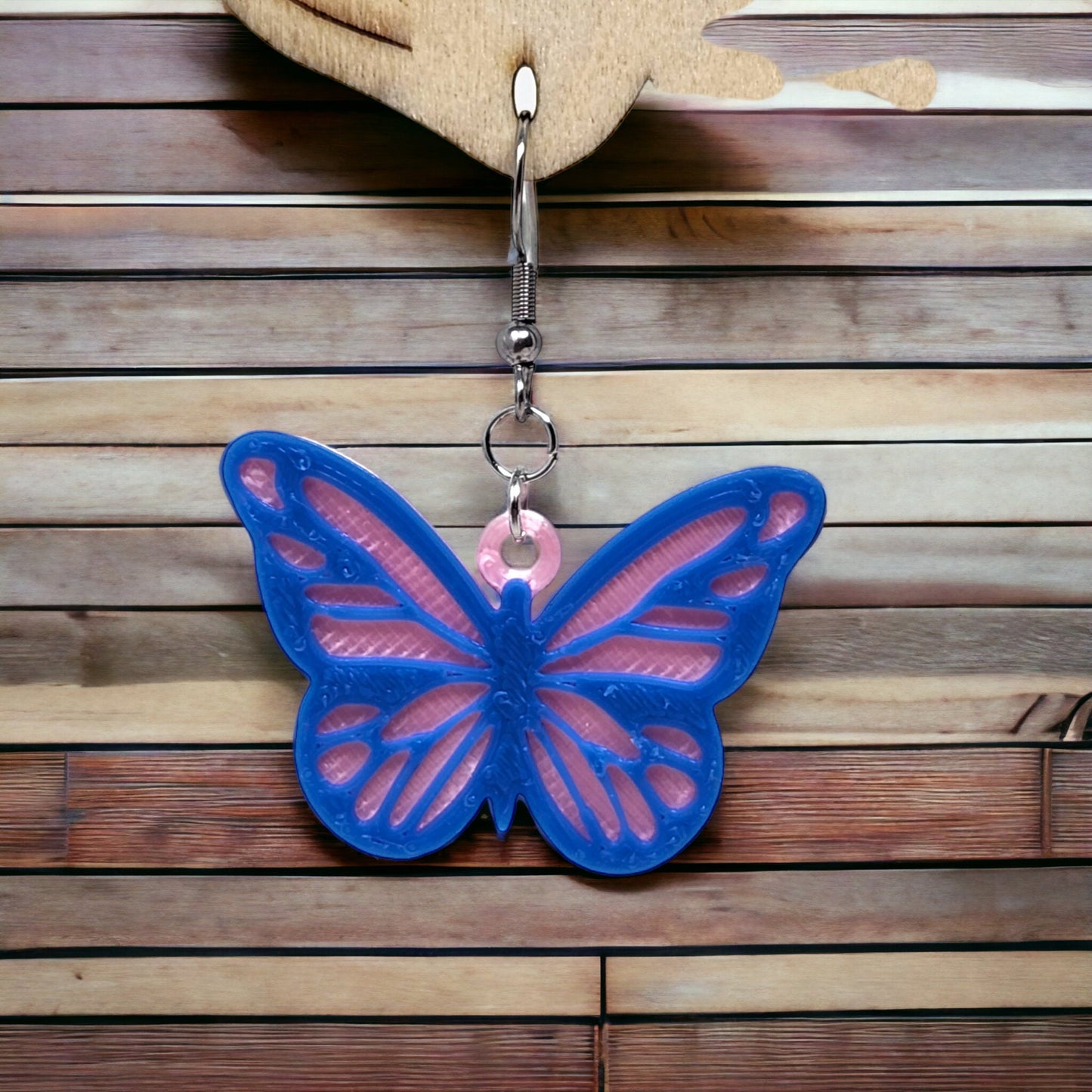 Handmade Butterfly Dangle Earrings - Two-Tone Boho Fashion Jewelry, 3D Printed Fluttering Elegance & Charm