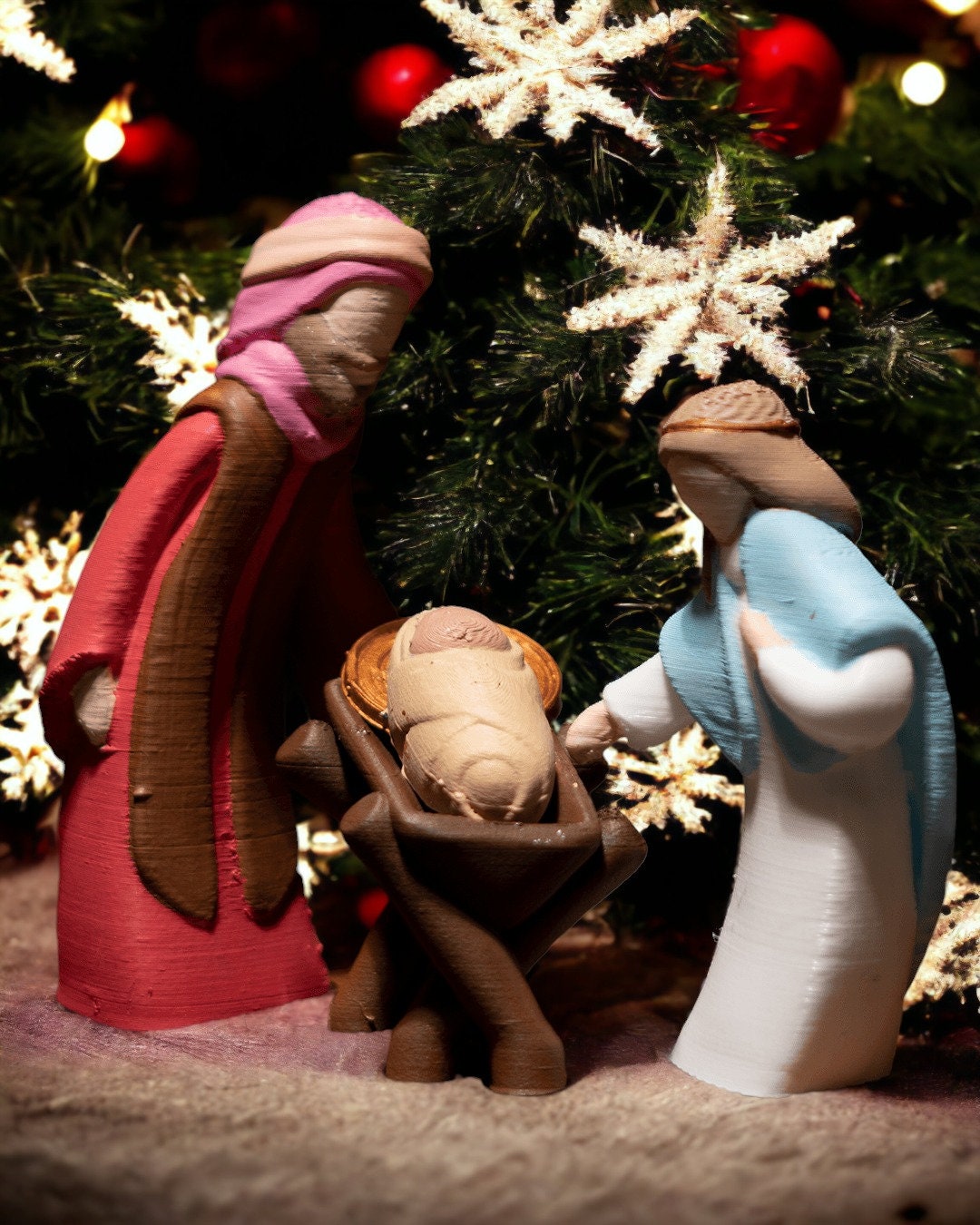 Handcrafted Minimalist Nativity Set - 3D Printed Jesus Christmas Decor, Christian Art for Holiday Display & Gifts