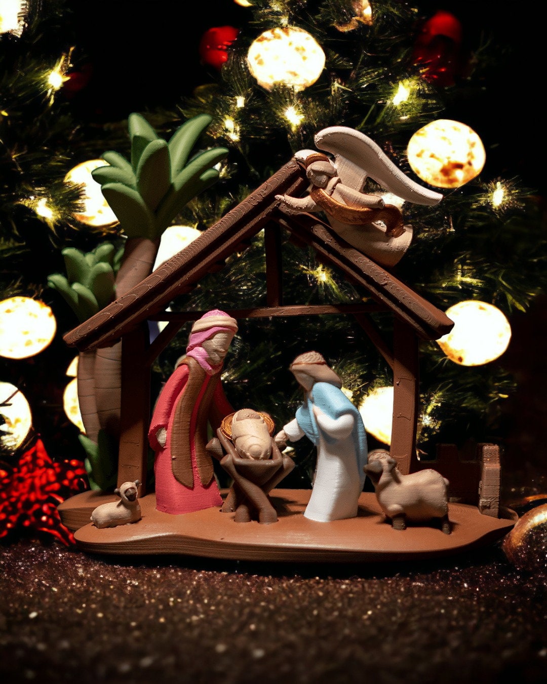 Handcrafted Minimalist Nativity Set - 3D Printed Jesus Christmas Decor, Christian Art for Holiday Display & Gifts