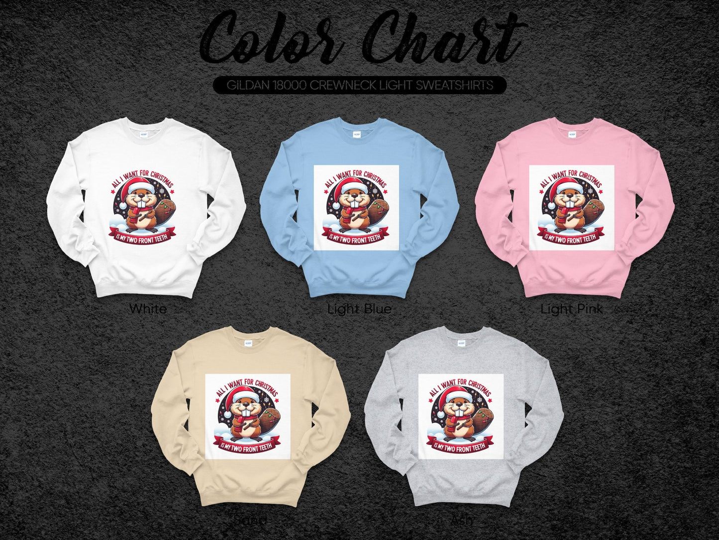 Funny Beaver Christmas Shirt - All I Want for Christmas Is My Two Front Teeth Tee, Cute Holiday Apparel, Gift for Kids & Family