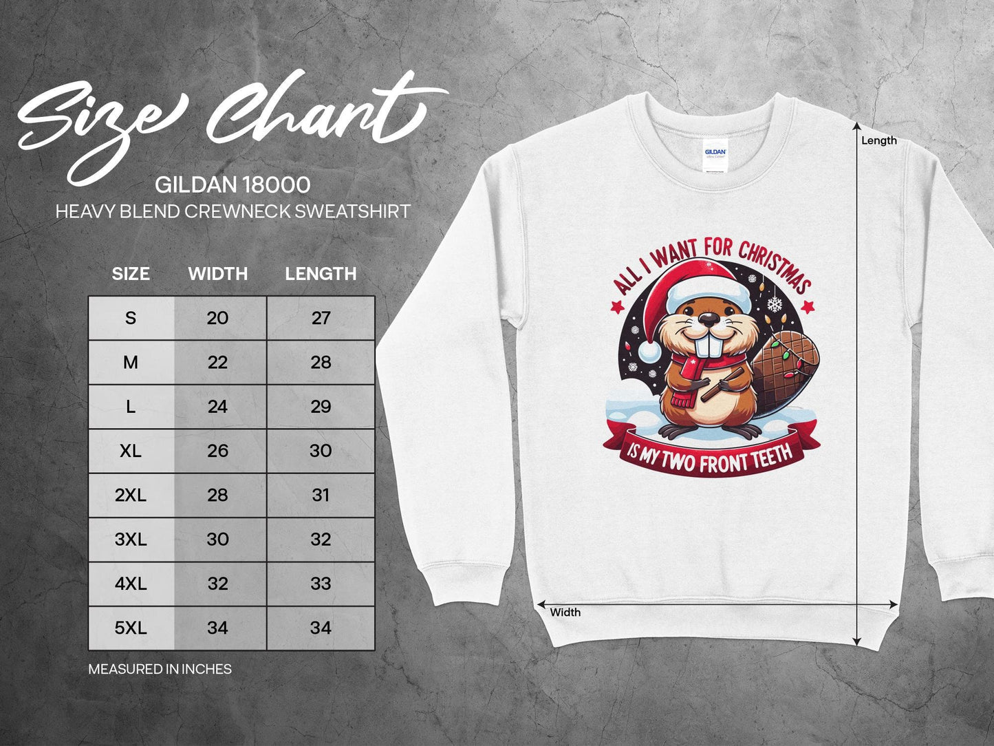 Funny Beaver Christmas Shirt - All I Want for Christmas Is My Two Front Teeth Tee, Cute Holiday Apparel, Gift for Kids & Family