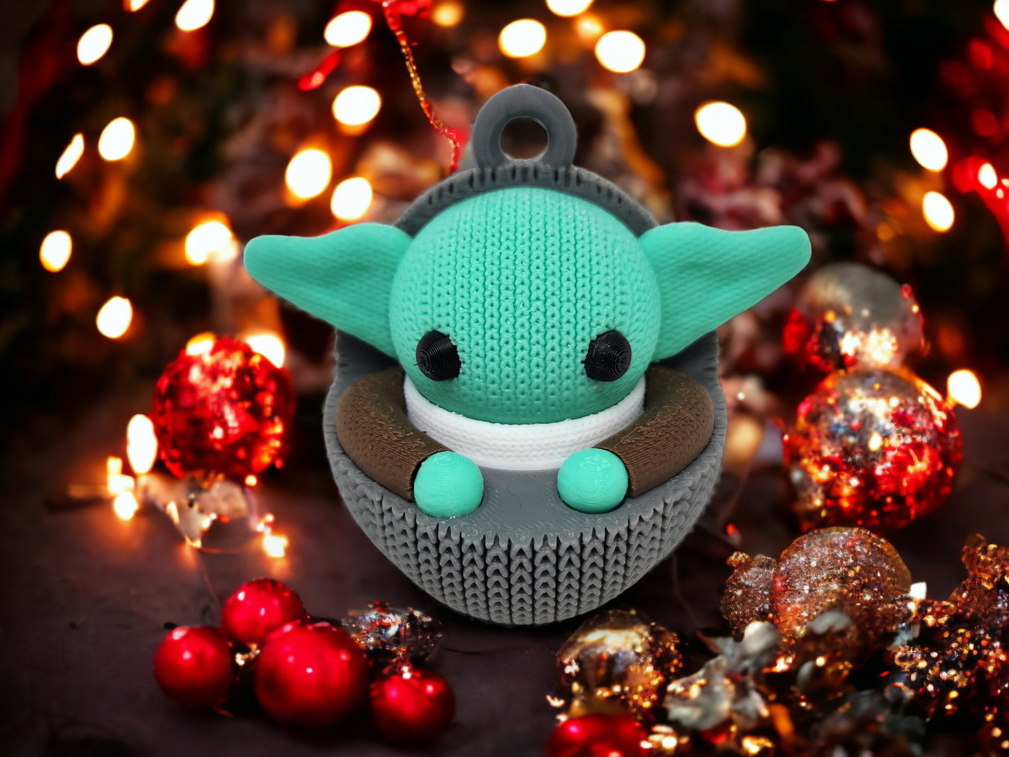Baby Yoda Christmas Ornament - The Child Grogu 3d Printed Holiday Decor - Must-Have Mandalorian Decoration for Fans & Collectors