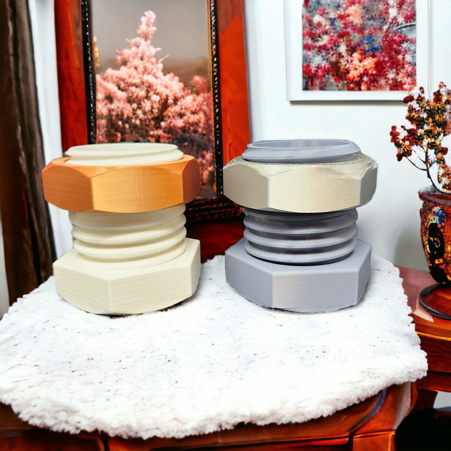 3D-Printed Big Bolt and Nut Pencil Holder Cup - Unique Desktop Decor