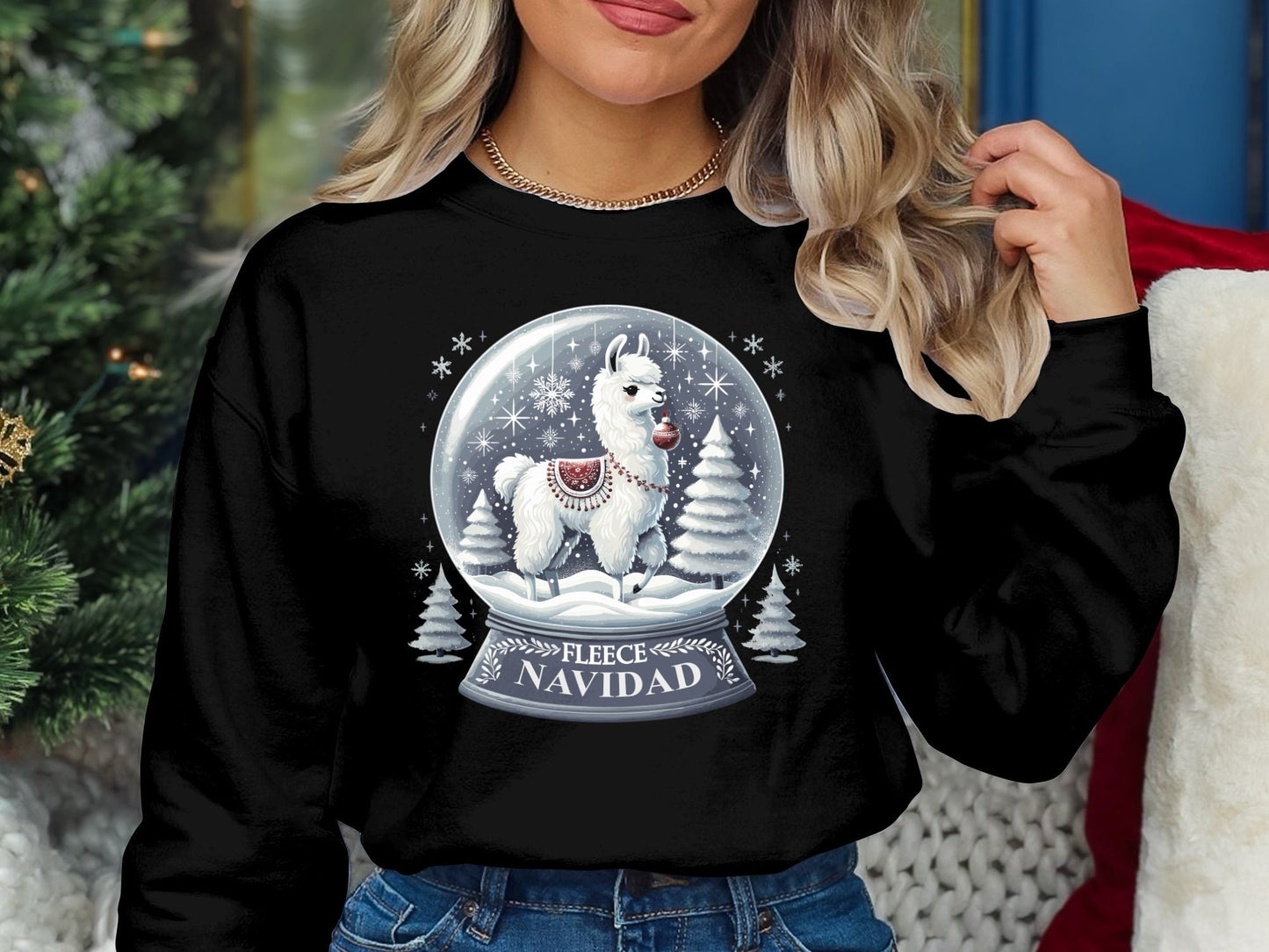 Fleece Navidad Llama T-Shirt - Funny Christmas Gift for Men & Women - Festive Holiday Sweatshirt