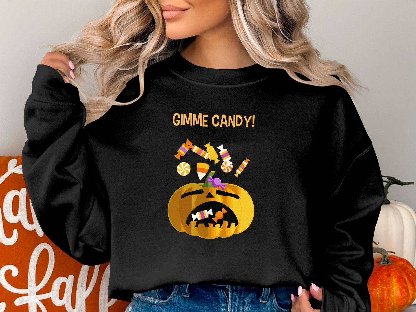 Gimme Candy Shirt - Halloween Sweet Tooth Delight, Angry Pumpkin Tee, I Want Sweets Shirt, Halloween Candy Lover Shirt