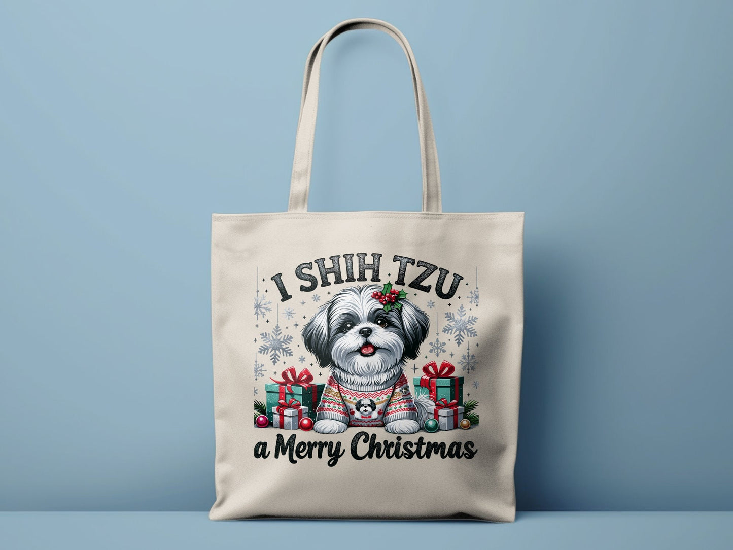 I Shih Tzu a Merry Christmas Tote Bag - A Pawsitively Festive Holiday Tote