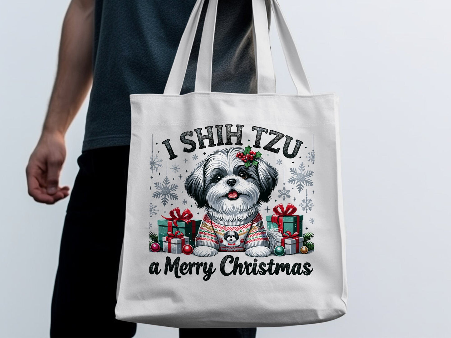 I Shih Tzu a Merry Christmas Tote Bag - A Pawsitively Festive Holiday Tote