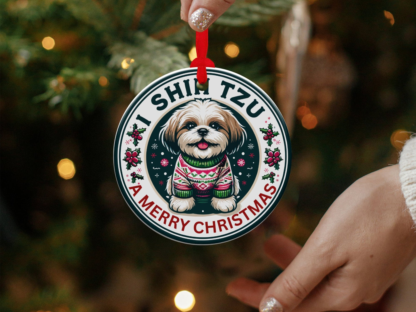 I Shih Tzu a Merry Christmas Ornament - Cute Holiday Gift for Shih Tzu Lovers & Dog Owners