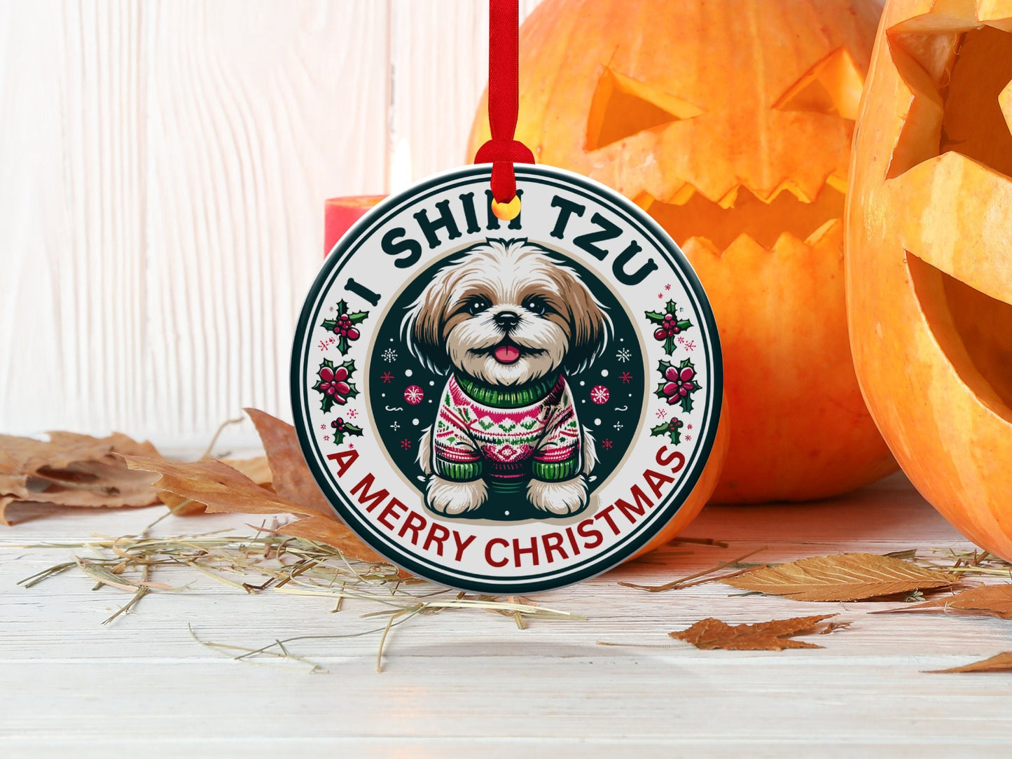 I Shih Tzu a Merry Christmas Ornament - Cute Holiday Gift for Shih Tzu Lovers & Dog Owners