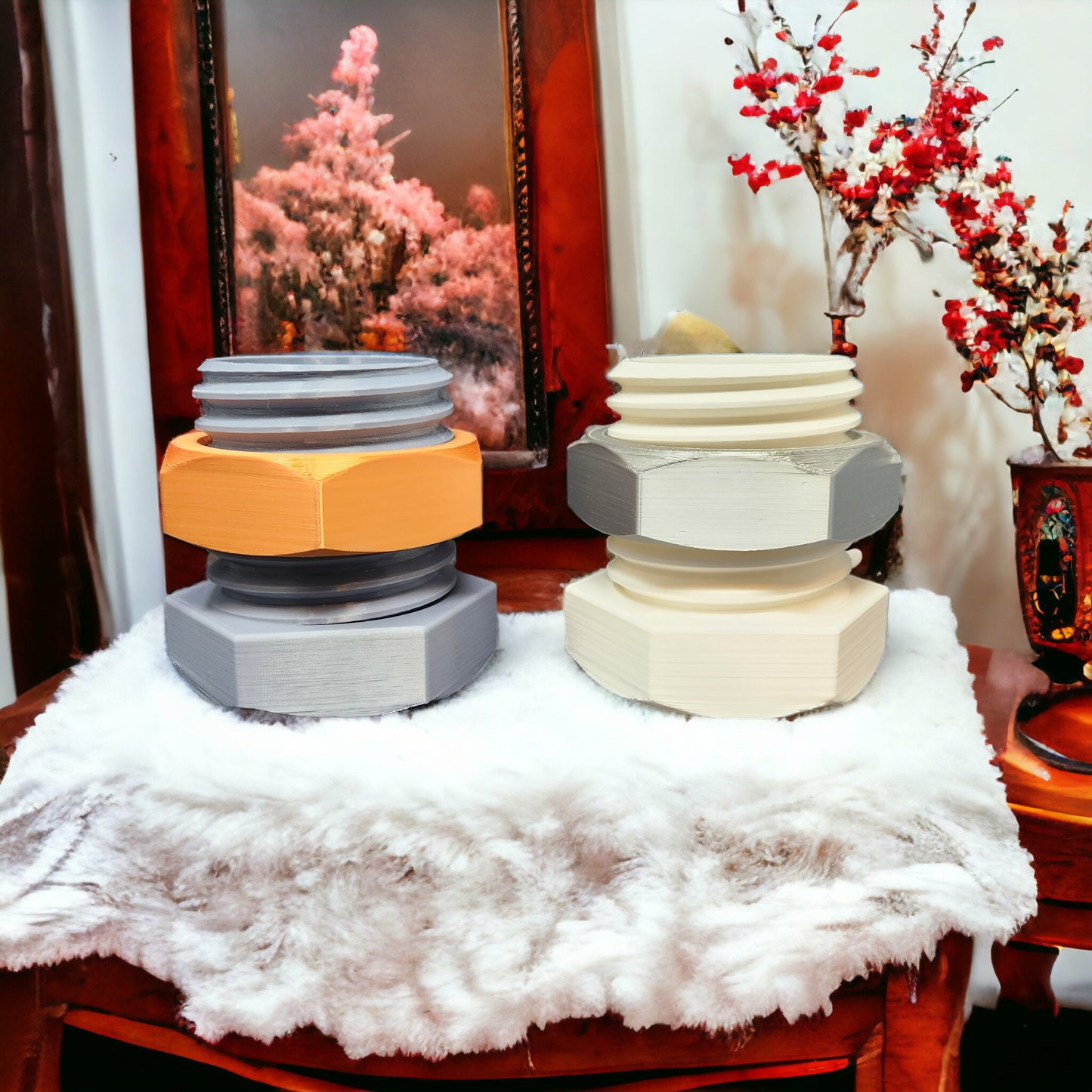 3D-Printed Big Bolt and Nut Pencil Holder Cup - Unique Desktop Decor