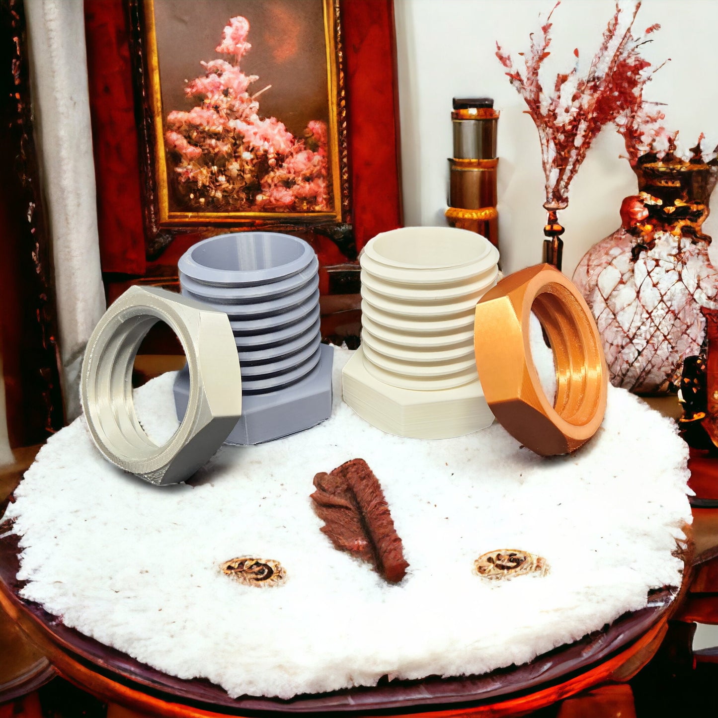 3D-Printed Big Bolt and Nut Pencil Holder Cup - Unique Desktop Decor