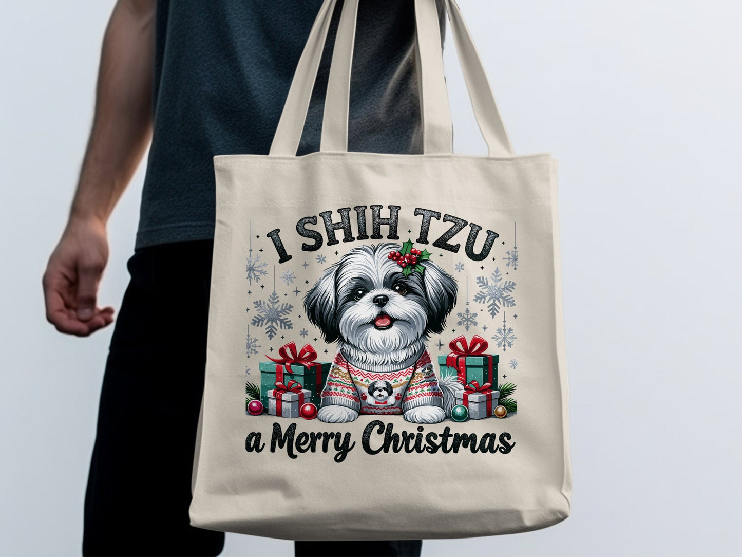 I Shih Tzu a Merry Christmas Tote Bag - A Pawsitively Festive Holiday Tote