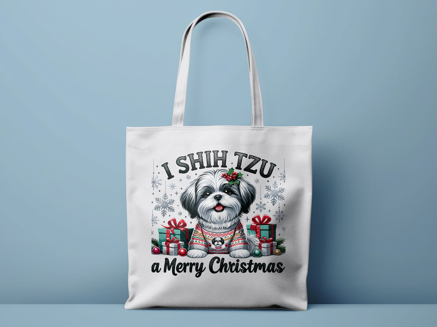 I Shih Tzu a Merry Christmas Tote Bag - A Pawsitively Festive Holiday Tote