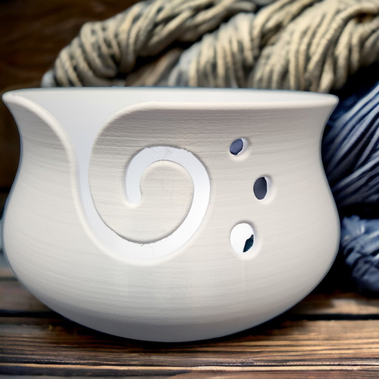 3D Printed Spiral Yarn Bowl: Crochet and Knitting Essential with 3 Holes for Crafters