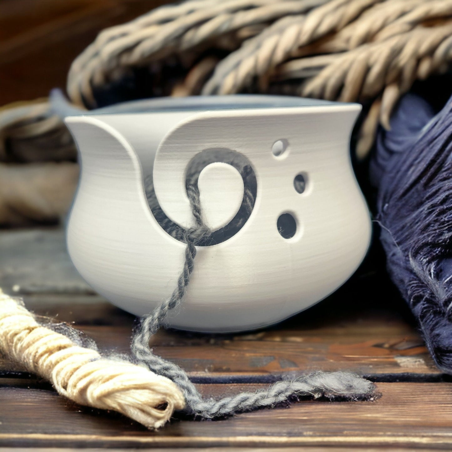 3D Printed Spiral Yarn Bowl: Crochet and Knitting Essential with 3 Holes for Crafters