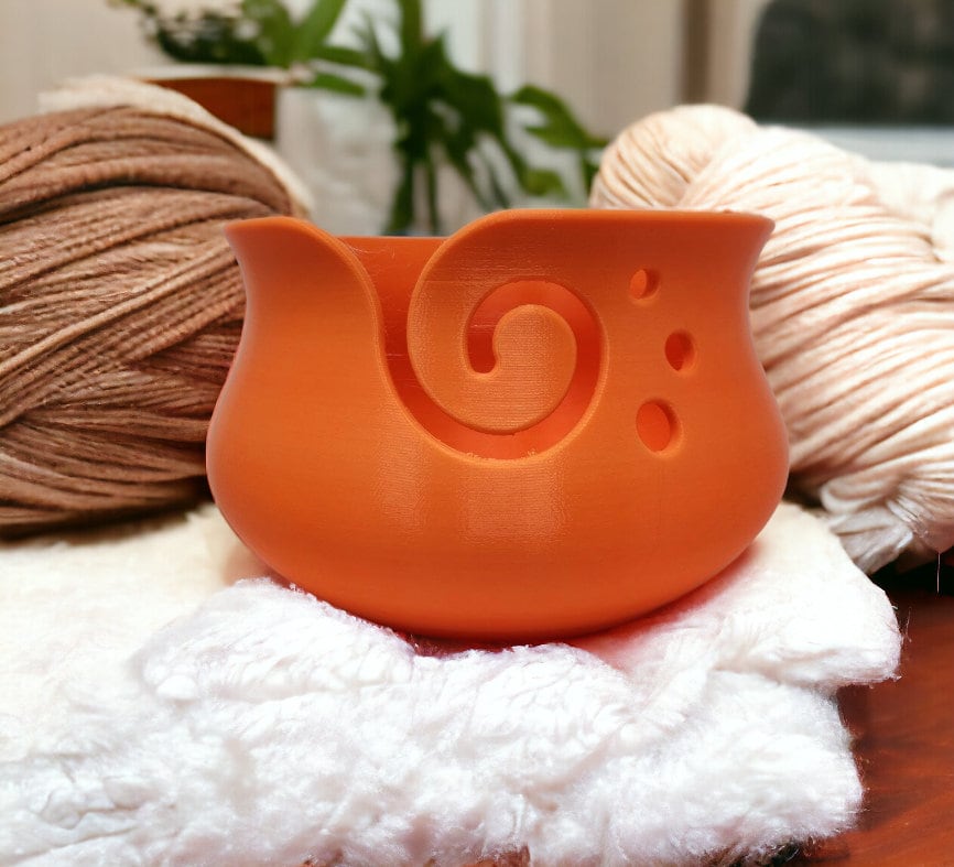 3D Printed Spiral Yarn Bowl: Crochet and Knitting Essential with 3 Holes for Crafters