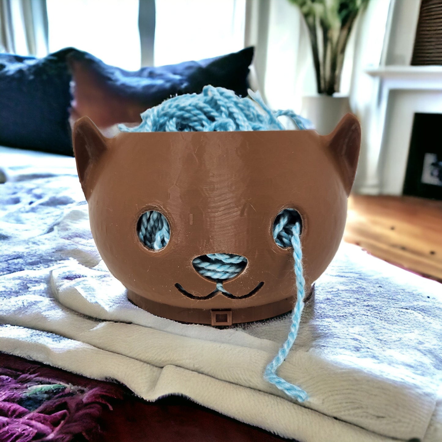 Kitty-Inspired Yarn Organizer: Cute 3D Printed Cat Yarn Bowl for Crochet & Knitting - Ideal for Trinkets, Jewelry, Coins!